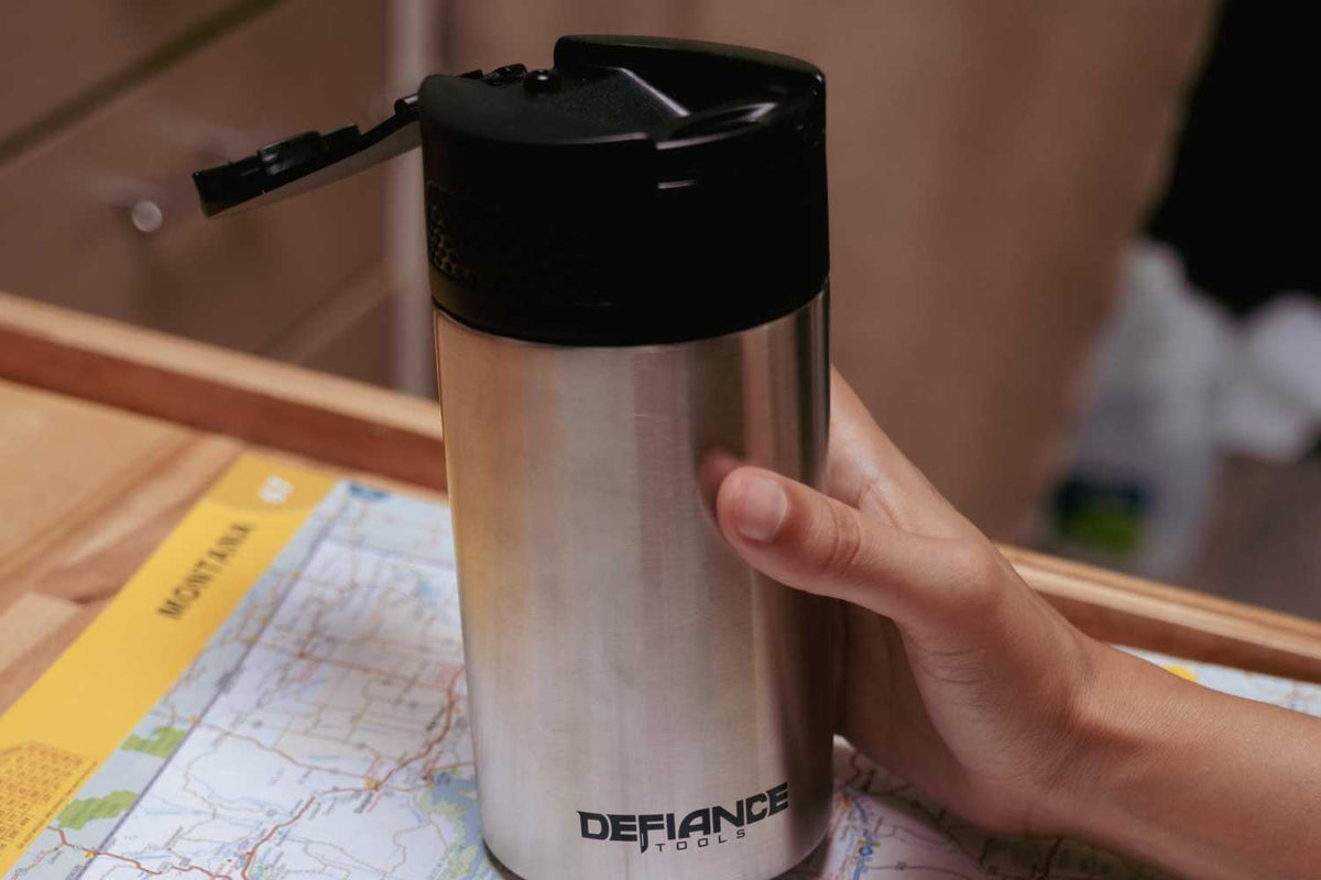 De-fiance insulated french press drinking lid