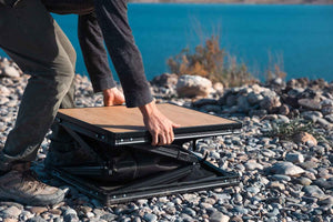 De-fiance folding camp table in action
